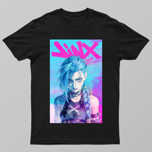 Jinx | Neon Chaos Portrait Inspired by Arcane League of Legends Unisex T-shirt by Aditi Banerjee