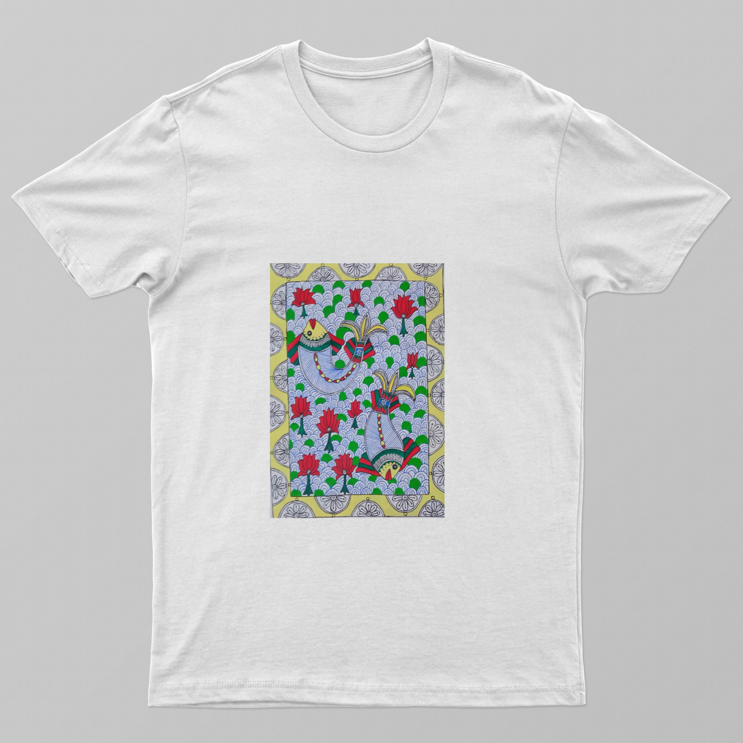 Floating fishes madhubani painting Unisex T-shirt by Antara Verma
