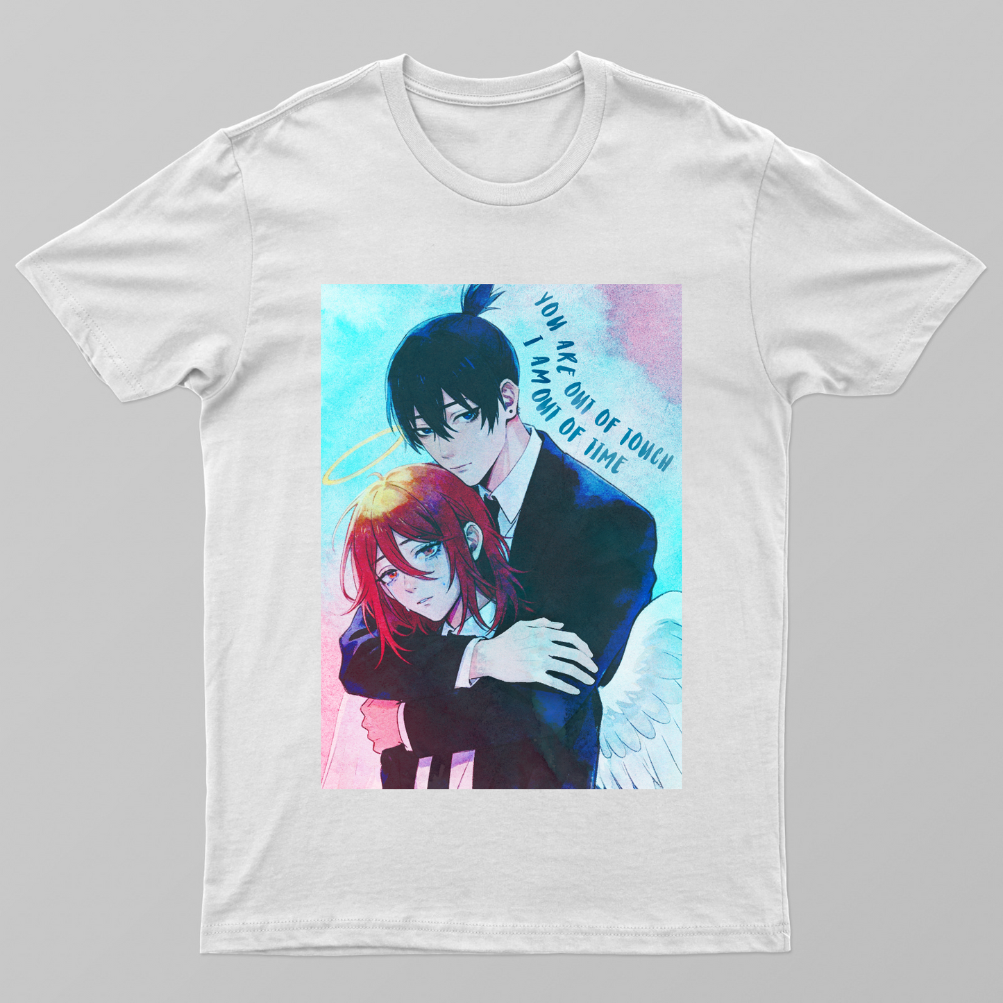 Out of Touch, Out of Time | Aki & Angel Emotional Illustration Inspired by Chainsaw Man Unisex T-shirt by Aditi Banerjee