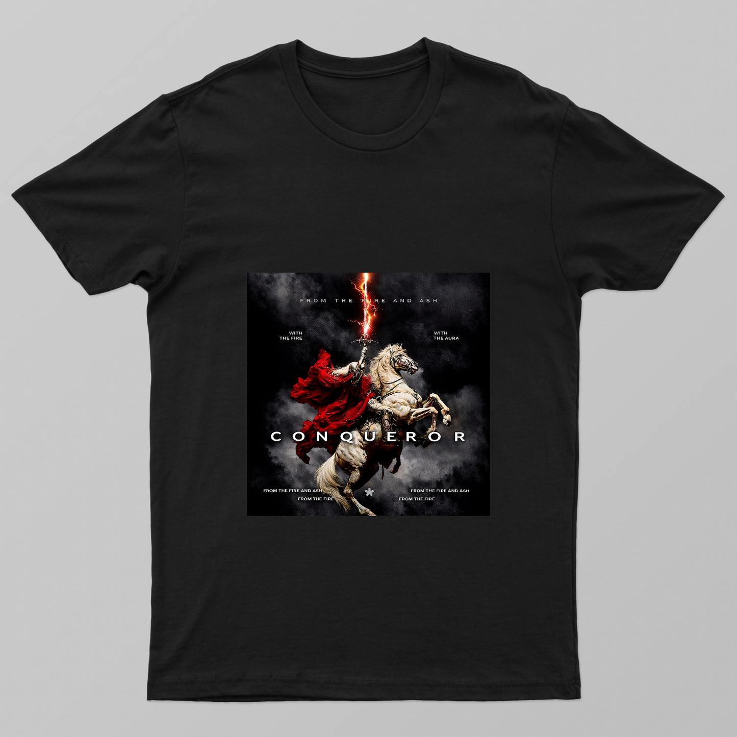 Conqueror of Fire and Ash – Mythic Warrior Horse Rider Unisex T-shirt by Vaghela Jayendrasinh