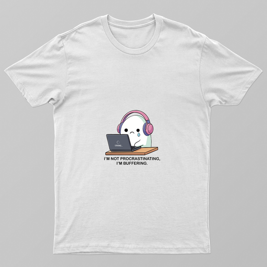 Cute Buffering Ghost Procrastination Illustration Unisex T-shirt by Shahana TP
