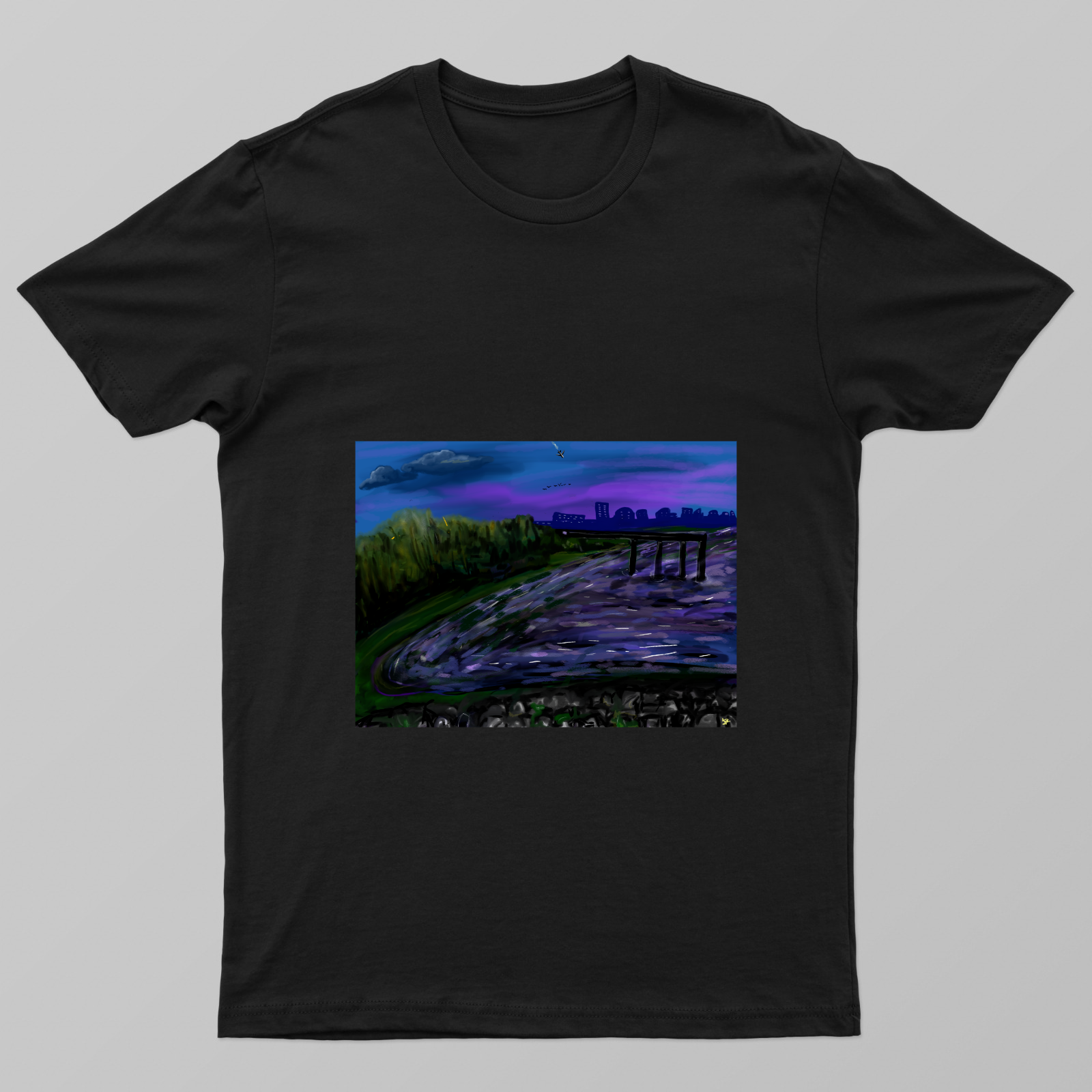 Dusk at lakeside Unisex T-shirt by Jishnu Devan 