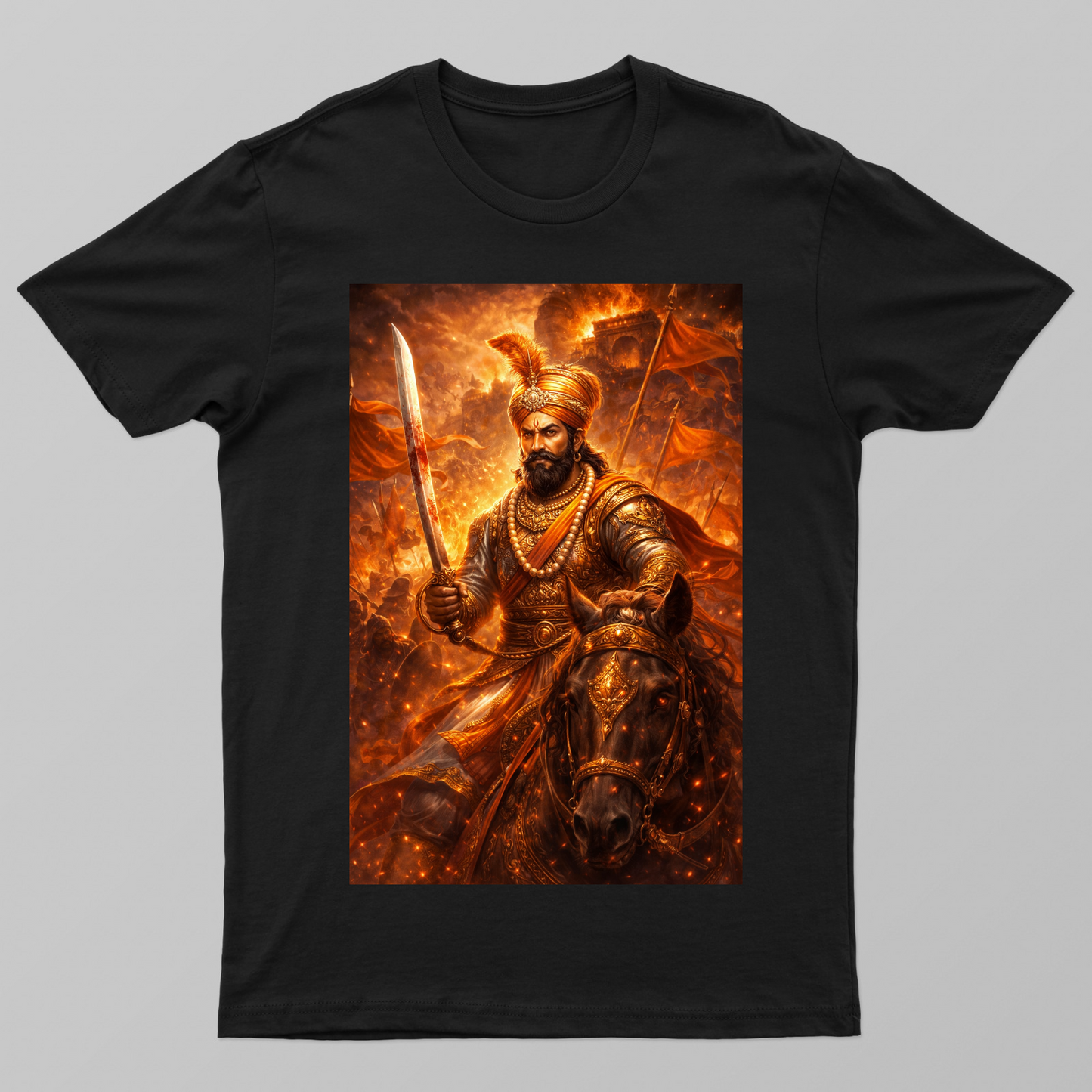 Chhatrapati Shivaji Maharaj on black t-shirt design Unisex T-shirt by Parth Suhas Jog