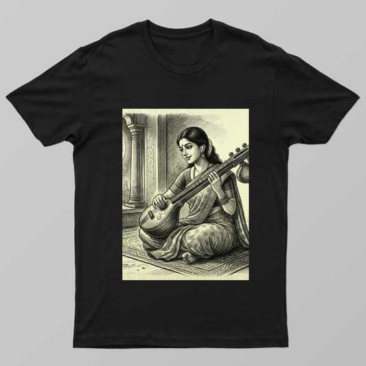 Artistic Indian Heritage - Pencil Sketch Unisex T-shirt by Radhamani 