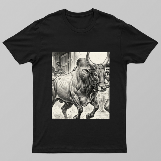 Majestic Tamil Bull - Heritage Art" Unisex T-shirt by Radhamani 