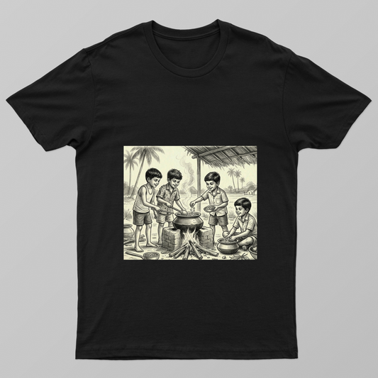 Village Childhood - Fun Cooking Memories Unisex T-shirt by Radhamani 