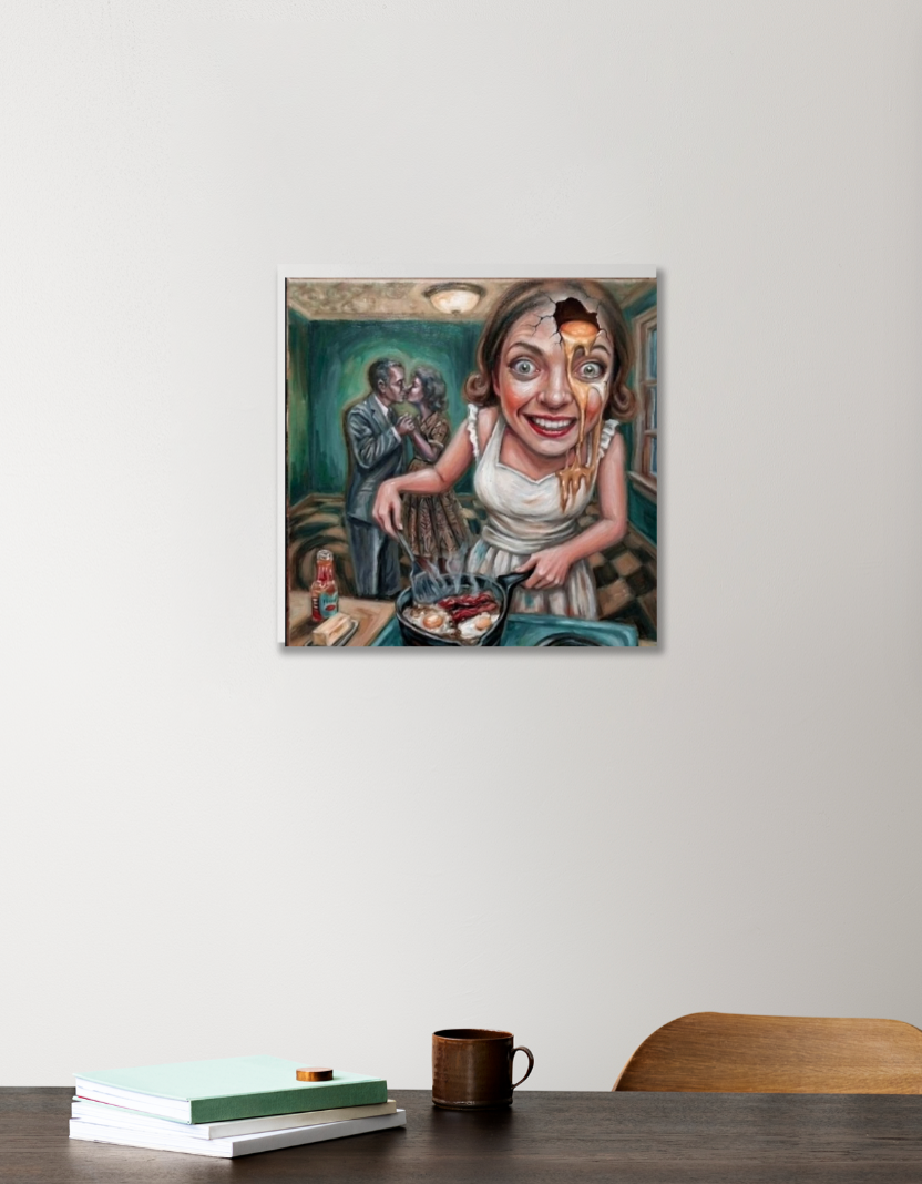 Over Easy Acrylic Square Poster by Darryn 