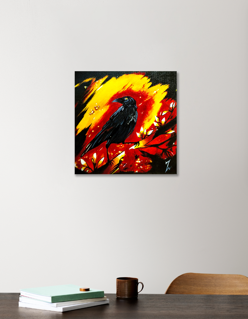 RAVEN Acrylic Square Poster by FAIZAL SHAIKH 