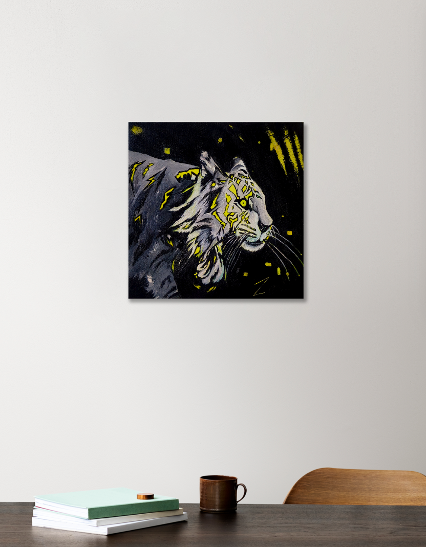 White Tiger Acrylic Square Poster by FAIZAL SHAIKH 