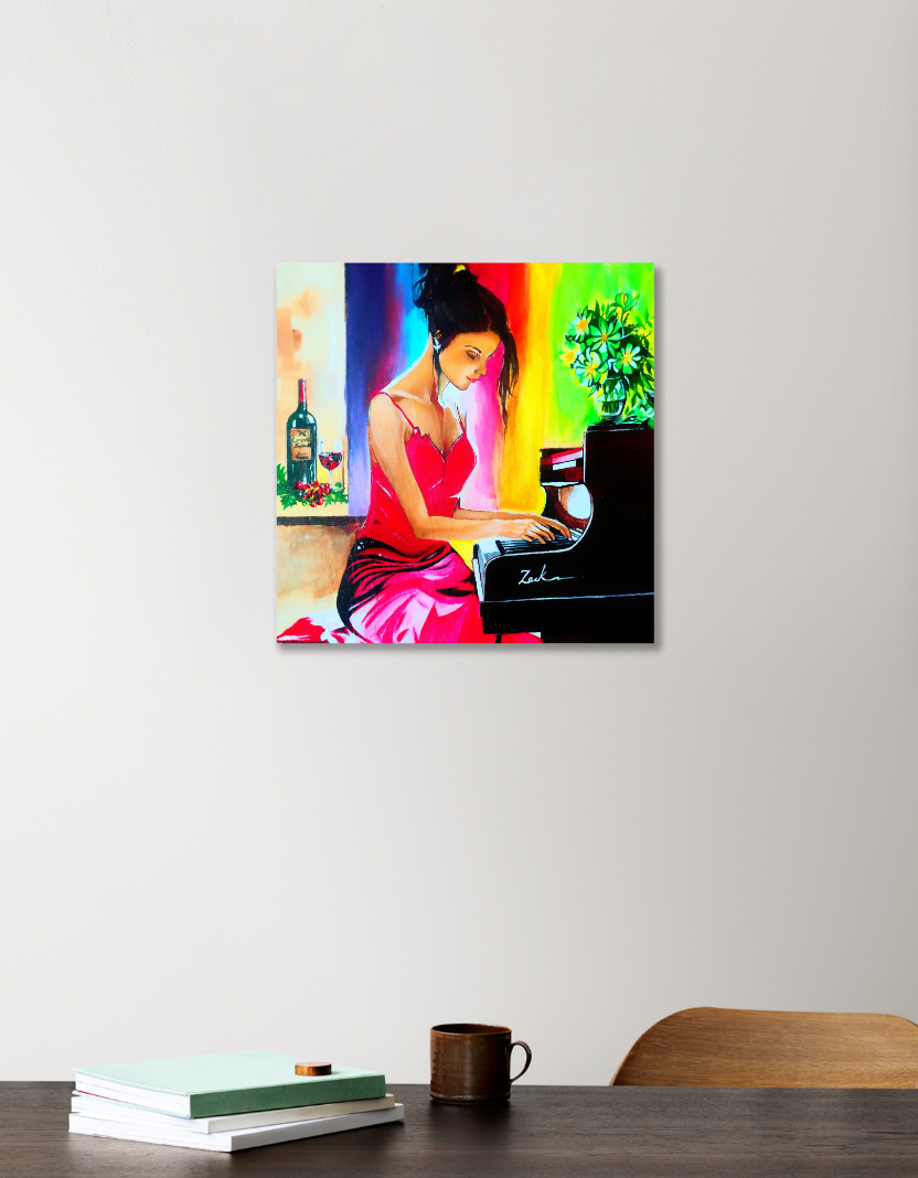 Pretty piano Acrylic Square Poster by FAIZAL SHAIKH 