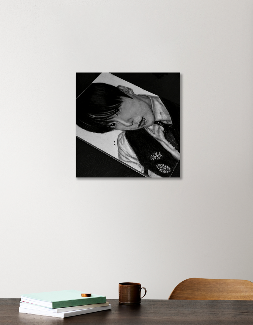 realistic potrait art sketch Acrylic Square Poster by Anushka JK