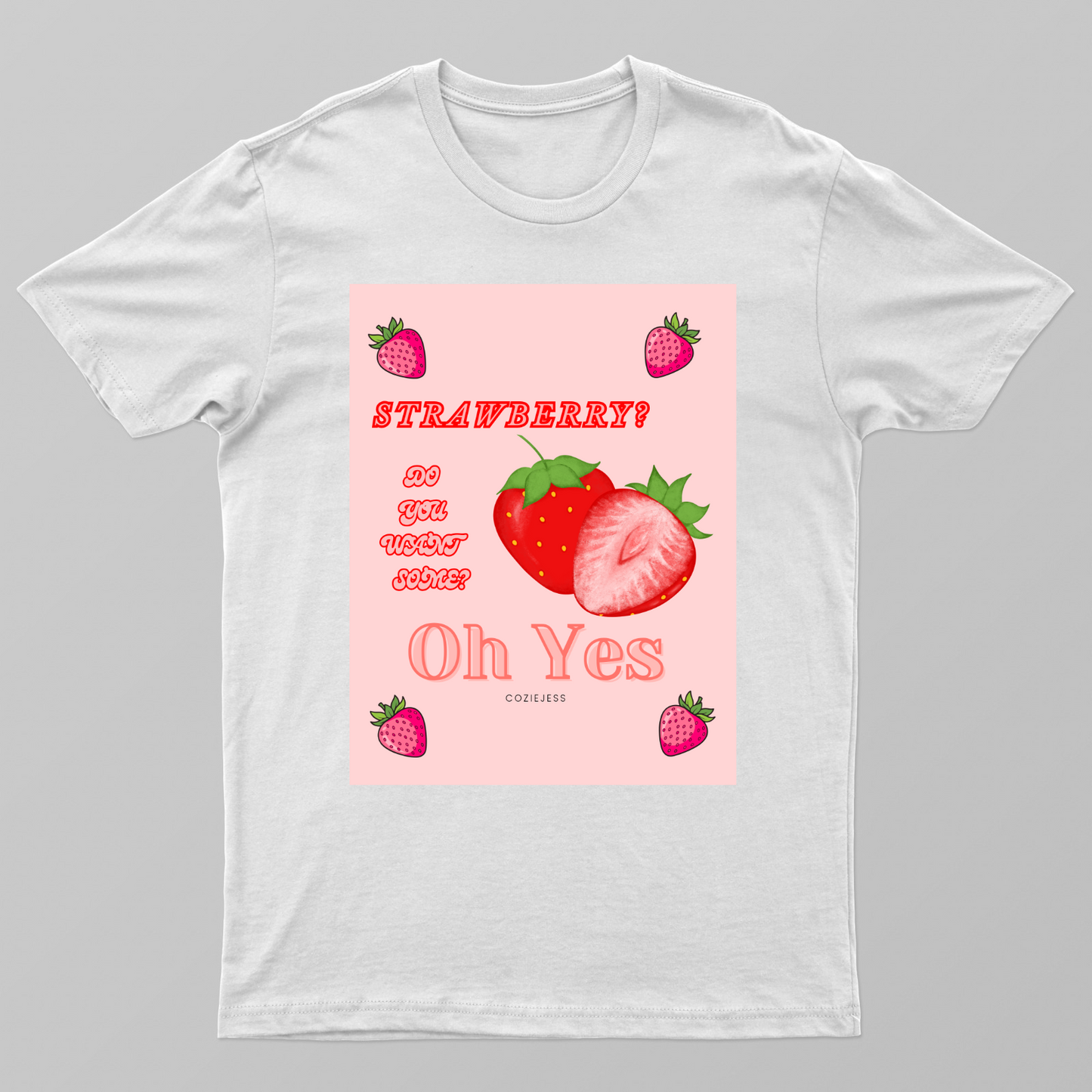 Strawberry printed t shirt by cozie jess Unisex T-shirt by Jeselle D'Rozario
