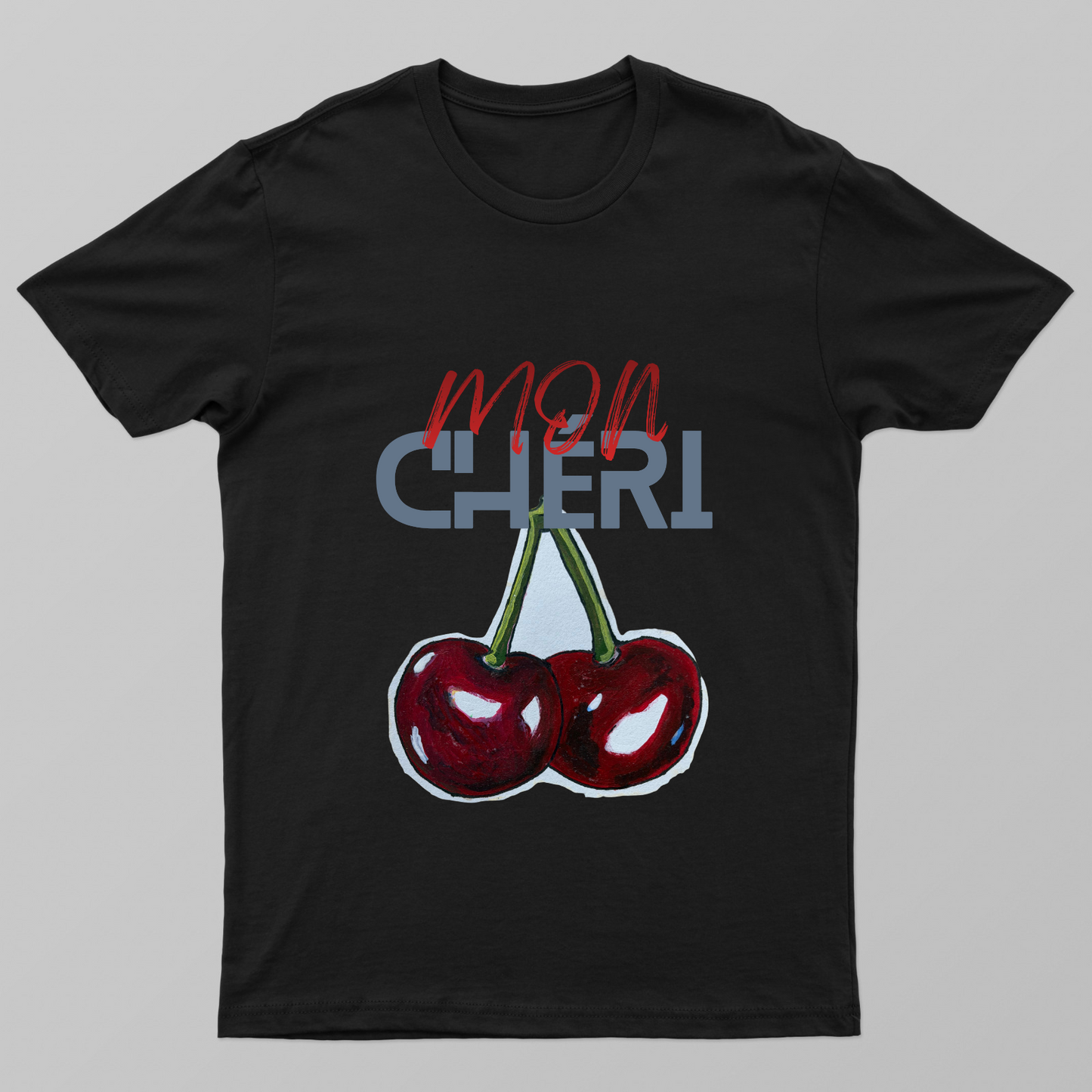 Cherry Mon Cheri Unisex T-shirt by Dinesha