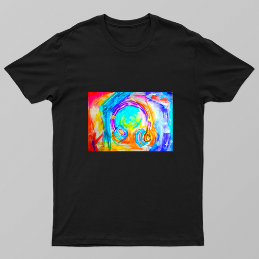 Abstract vivid headphones Unisex T-shirt by Debangshi Goswami 