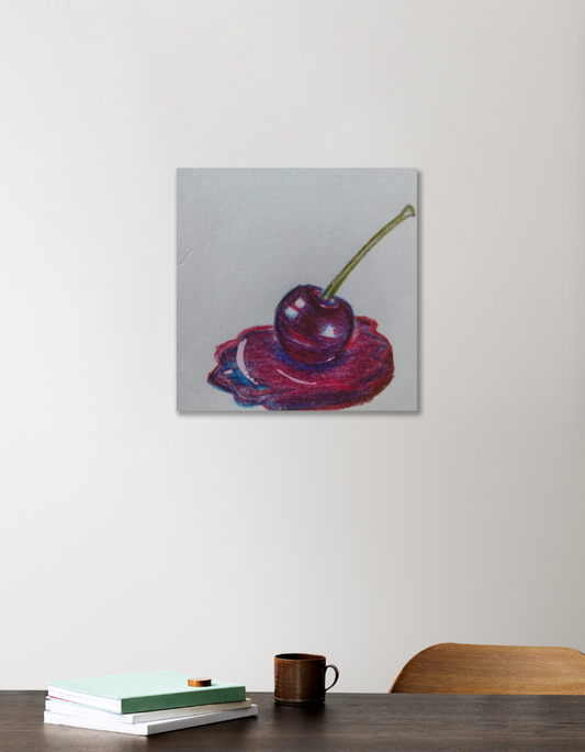 Dripping cherry Acrylic Square Poster by Dinesha