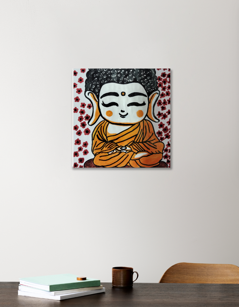 Gautam Buddha Painting Acrylic Square Poster by Tanisha Sinha