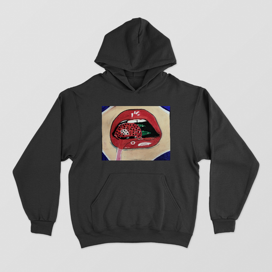 Juicy Lips Printed Unisex Hoodie by Tanisha Sinha