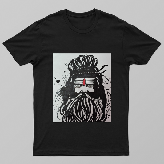 Aghori Baba Printed Unisex T-shirt by Tanisha Sinha