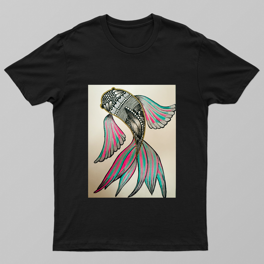 Neon Fish Doodle Unisex T-shirt by Tanya Singh