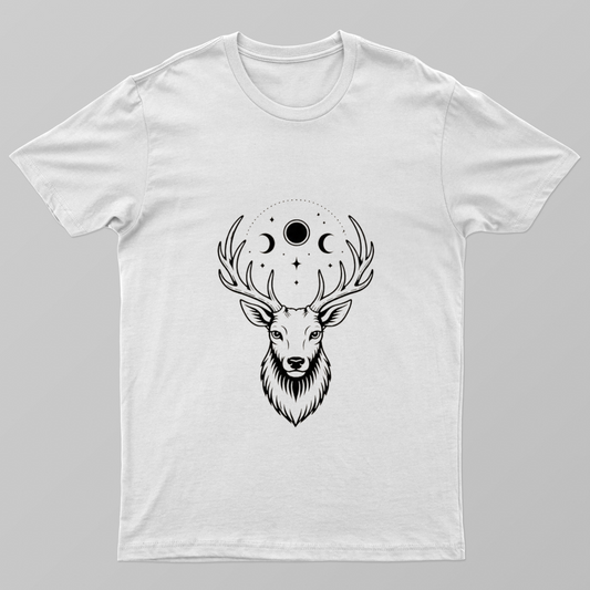 Moon Stag Unisex T-shirt by Mahibrata Das