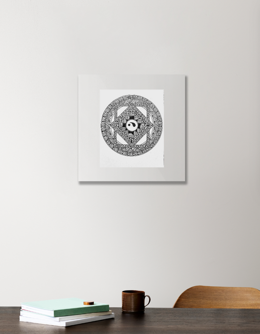 Circular Minimalist Mandala 12"x12" Acrylic Square Poster by Brishti Sarkar 