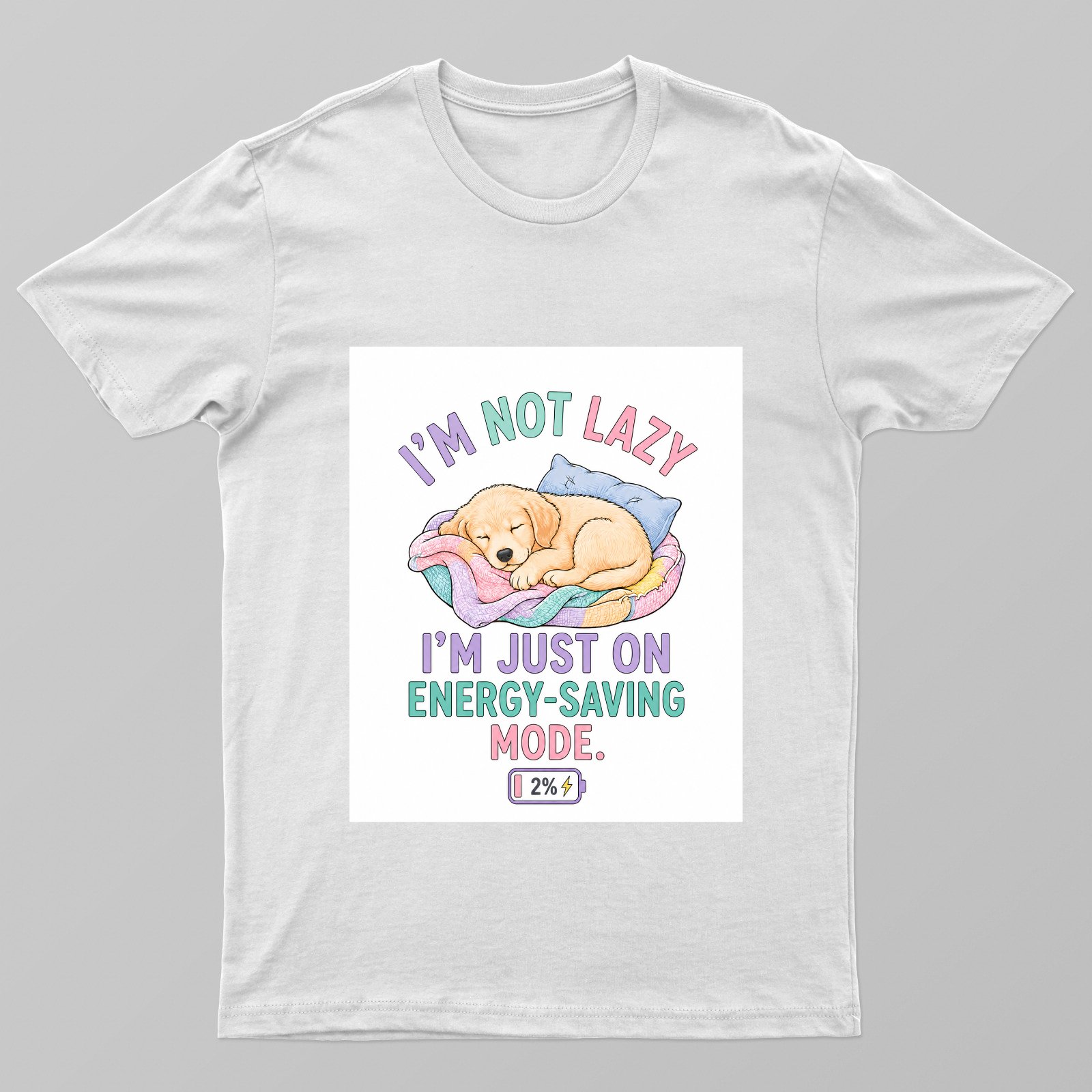 I'm not lazy, I'm just on Energy-Saving Mode - with cute Puppy Unisex T-shirt by sandhyaradadiya