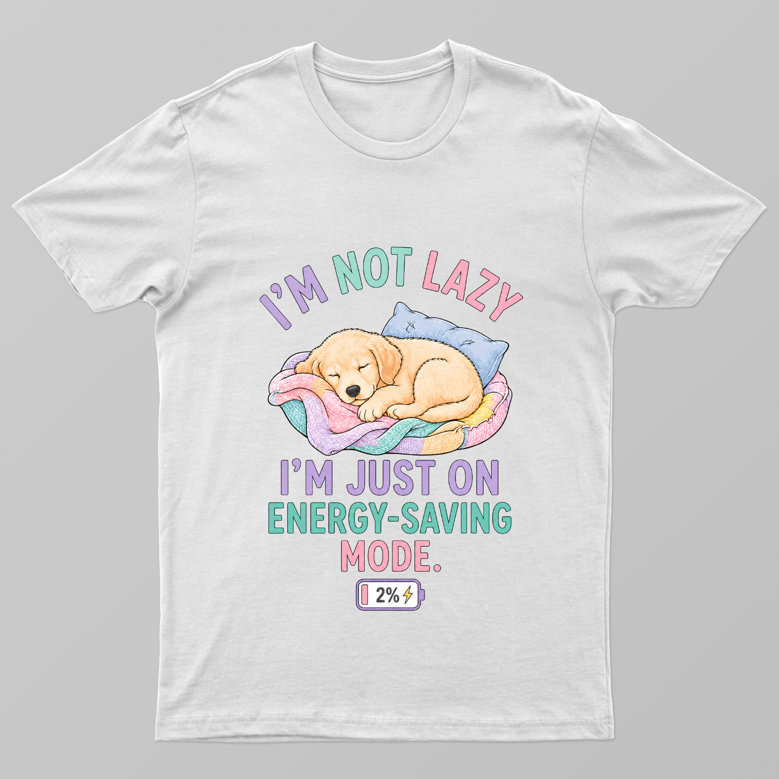 I'm not lazy, I'm just on Energy-Saving Mode - with cute Puppy Unisex T-shirt by sandhyaradadiya