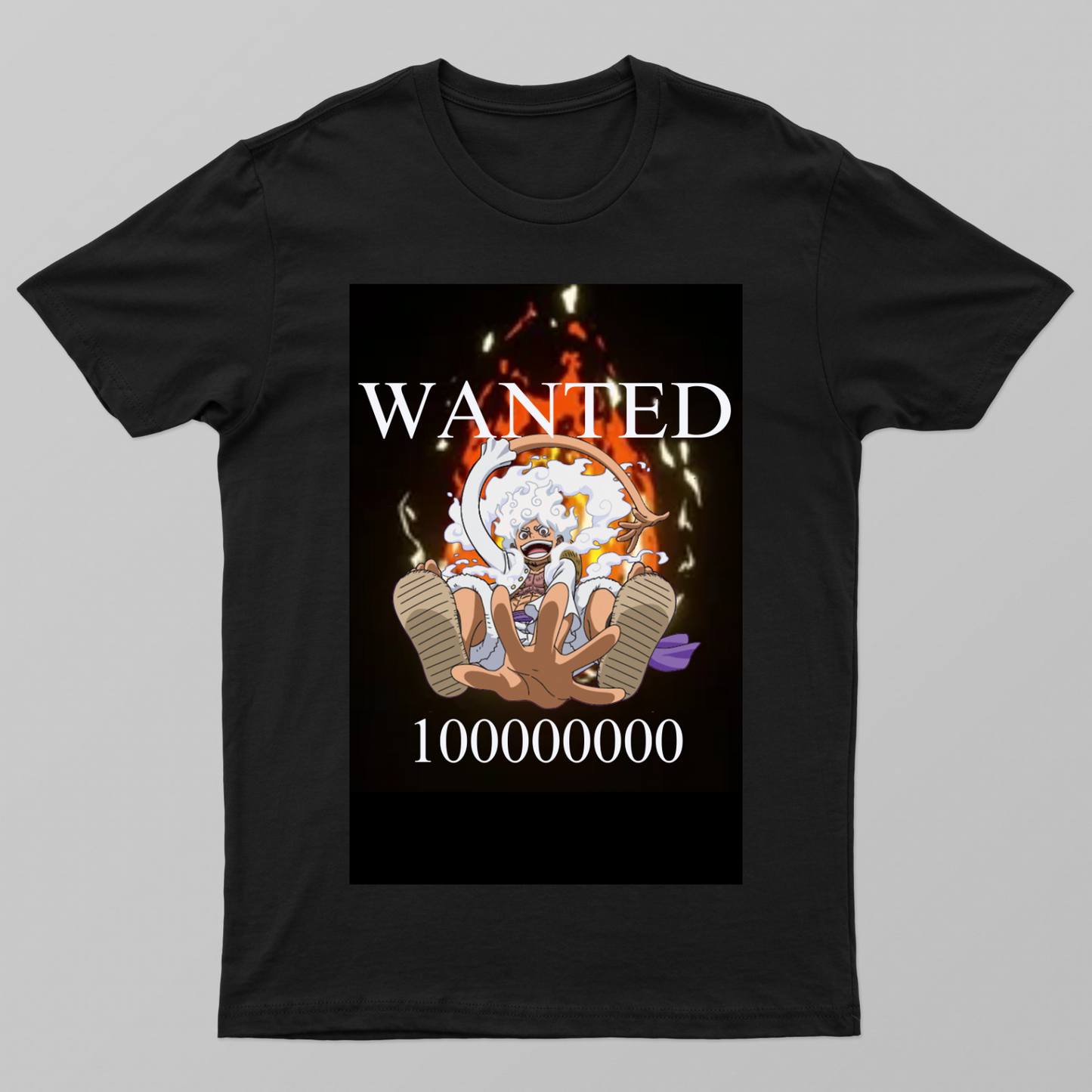 Wanted Luffy Gear 5 on black t-shirt Unisex T-shirt by Parth Suhas Jog