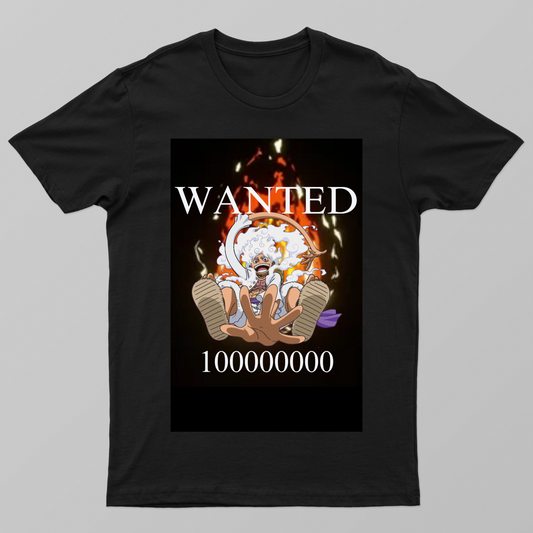 Wanted Luffy Gear 5 on black t-shirt Unisex T-shirt by Parth Suhas Jog
