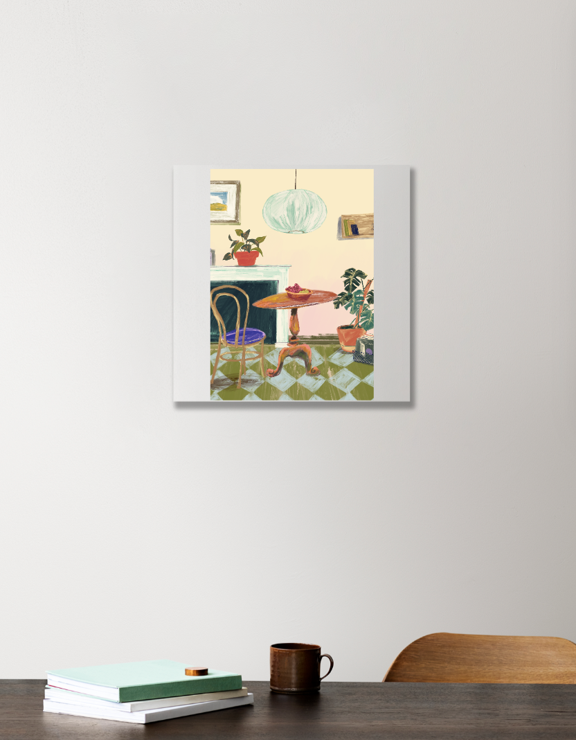 Dining corner oil painting 12"x12" Acrylic Square Poster by Jessica Nandi