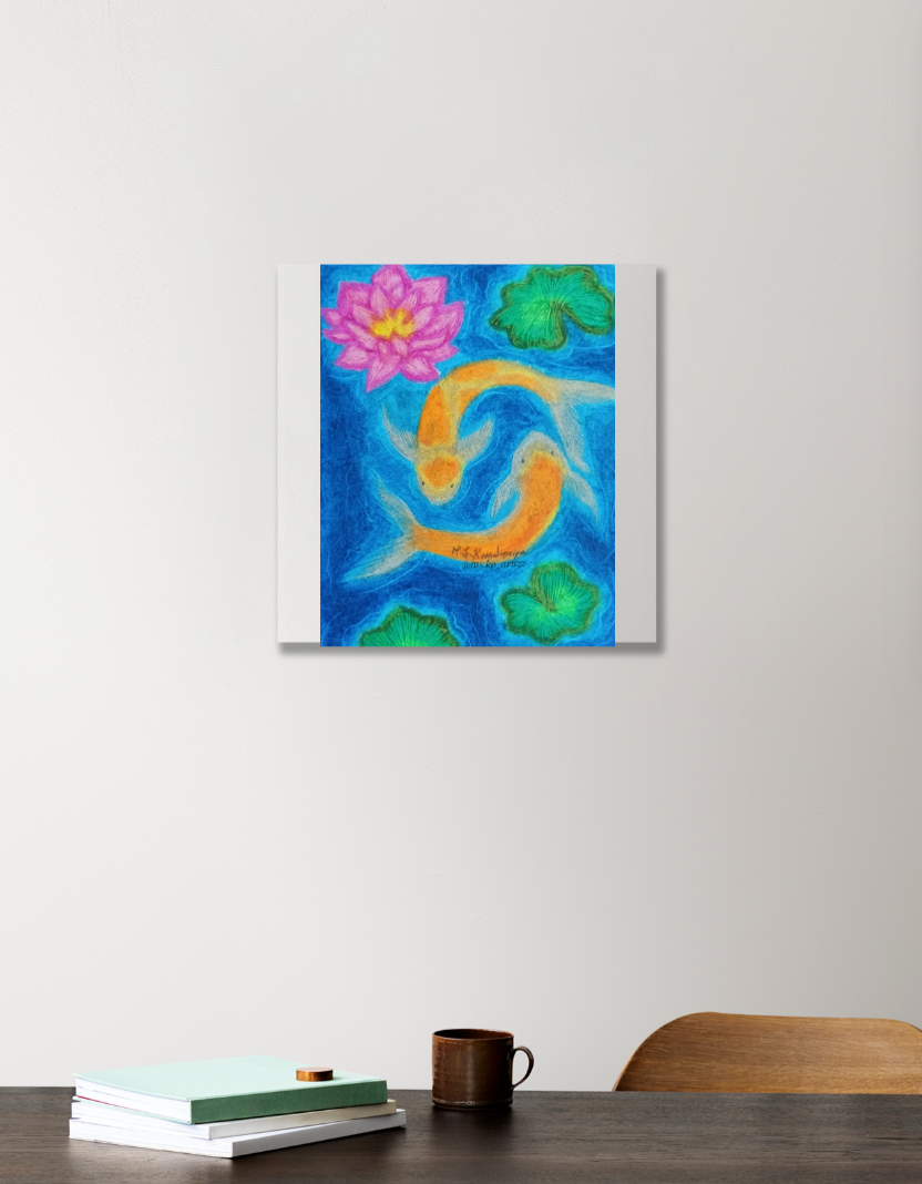 Koi fish 12"x12" Acrylic Square Poster by @ms.kp_arttzz