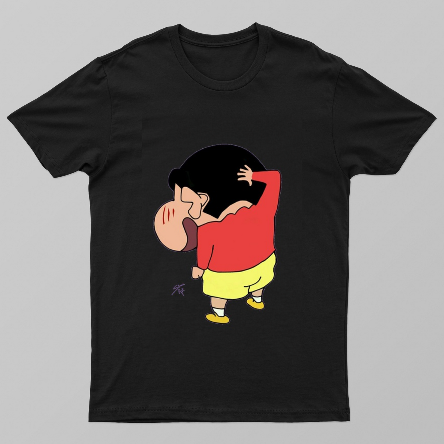Black shinchan t shirt Unisex T-shirt by @shelja_madaan__