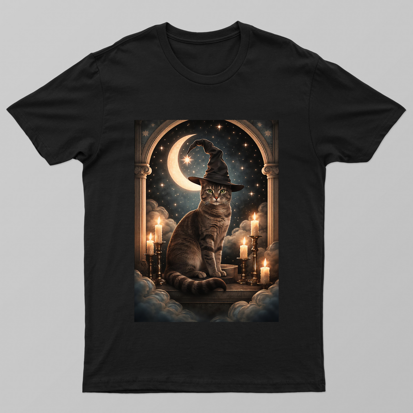Mystical Cat & Moon Unisex T-shirt by Kunal Gupta