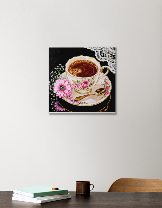 A Cup of Coffee 12"x12" Acrylic Square Poster by @pixiedustartpalette