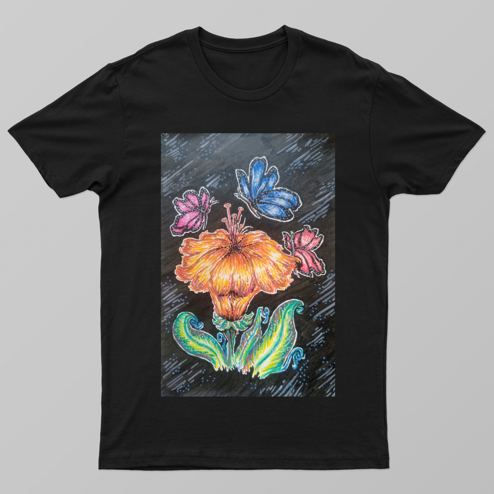 Midnight Bloom Design Unisex T-shirt by Abhipsa Mandal