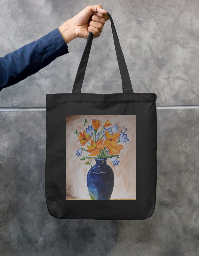 Flower Vase Zipper Tote Bag by Saptaparna Mitra 