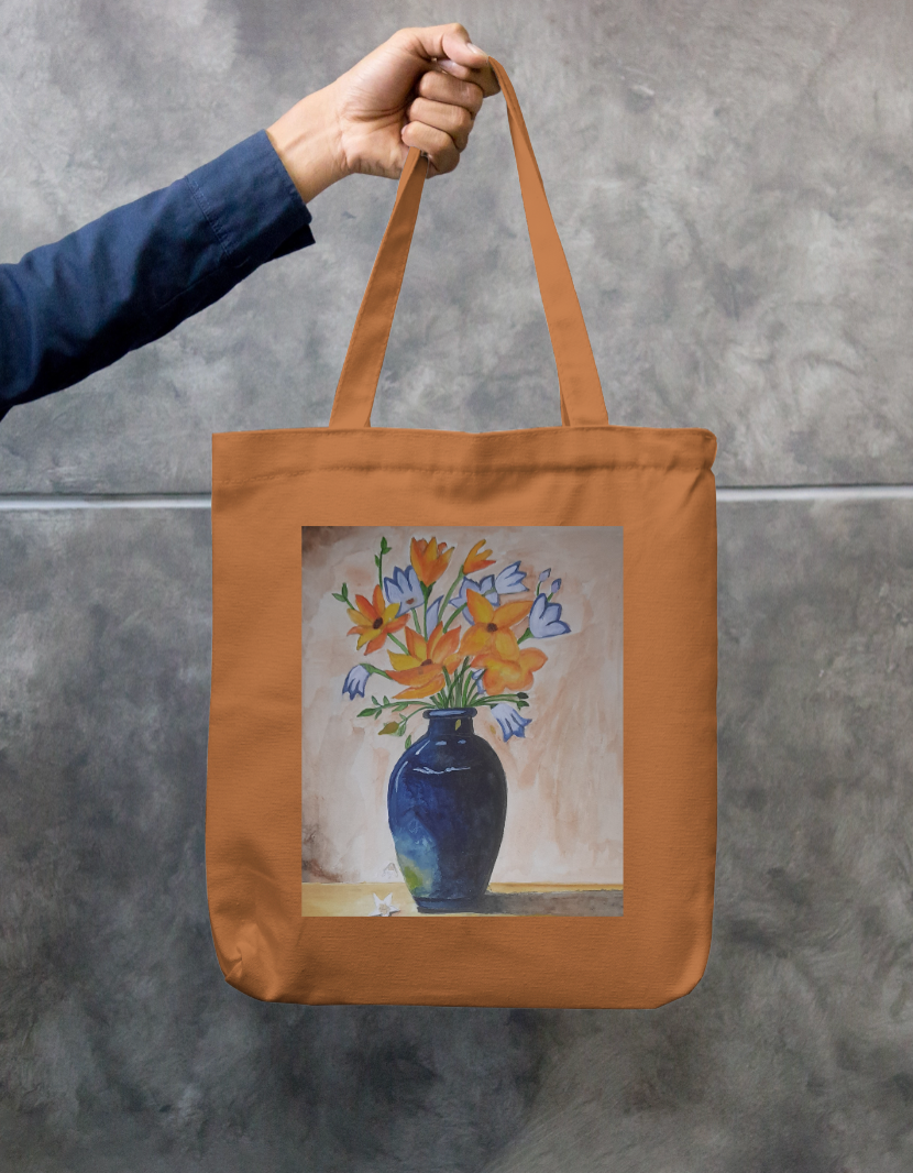 Flower Vase Zipper Tote Bag by Saptaparna Mitra 
