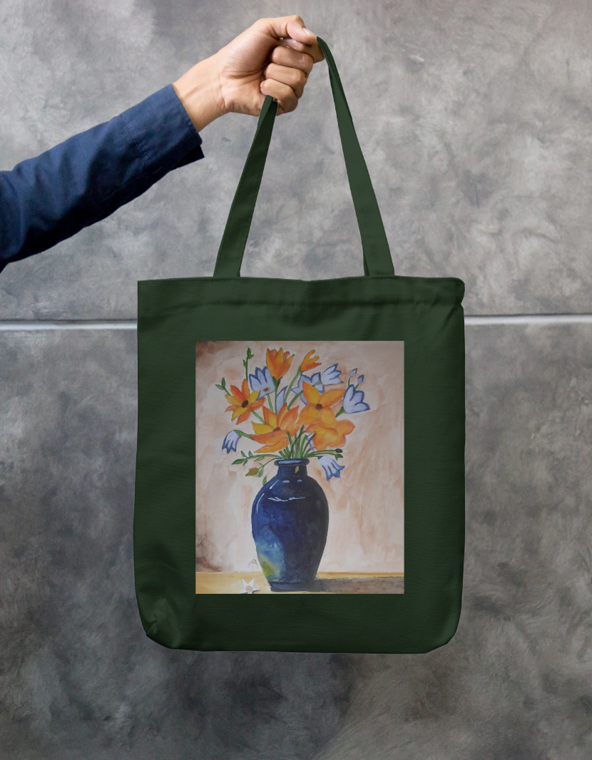 Flower Vase Zipper Tote Bag by Saptaparna Mitra 