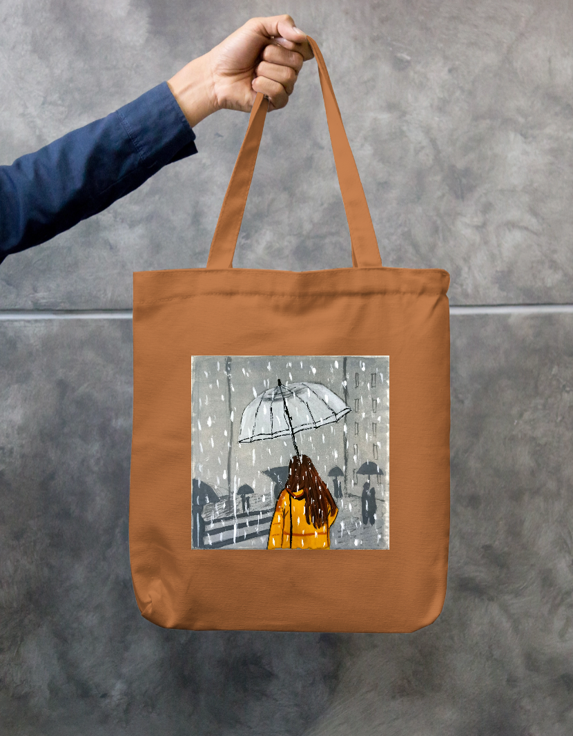Girl with umbrella Zipper Tote Bag by Kanishka pawar