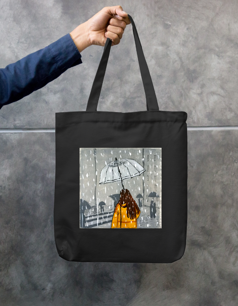 Girl with umbrella Zipper Tote Bag by Kanishka pawar