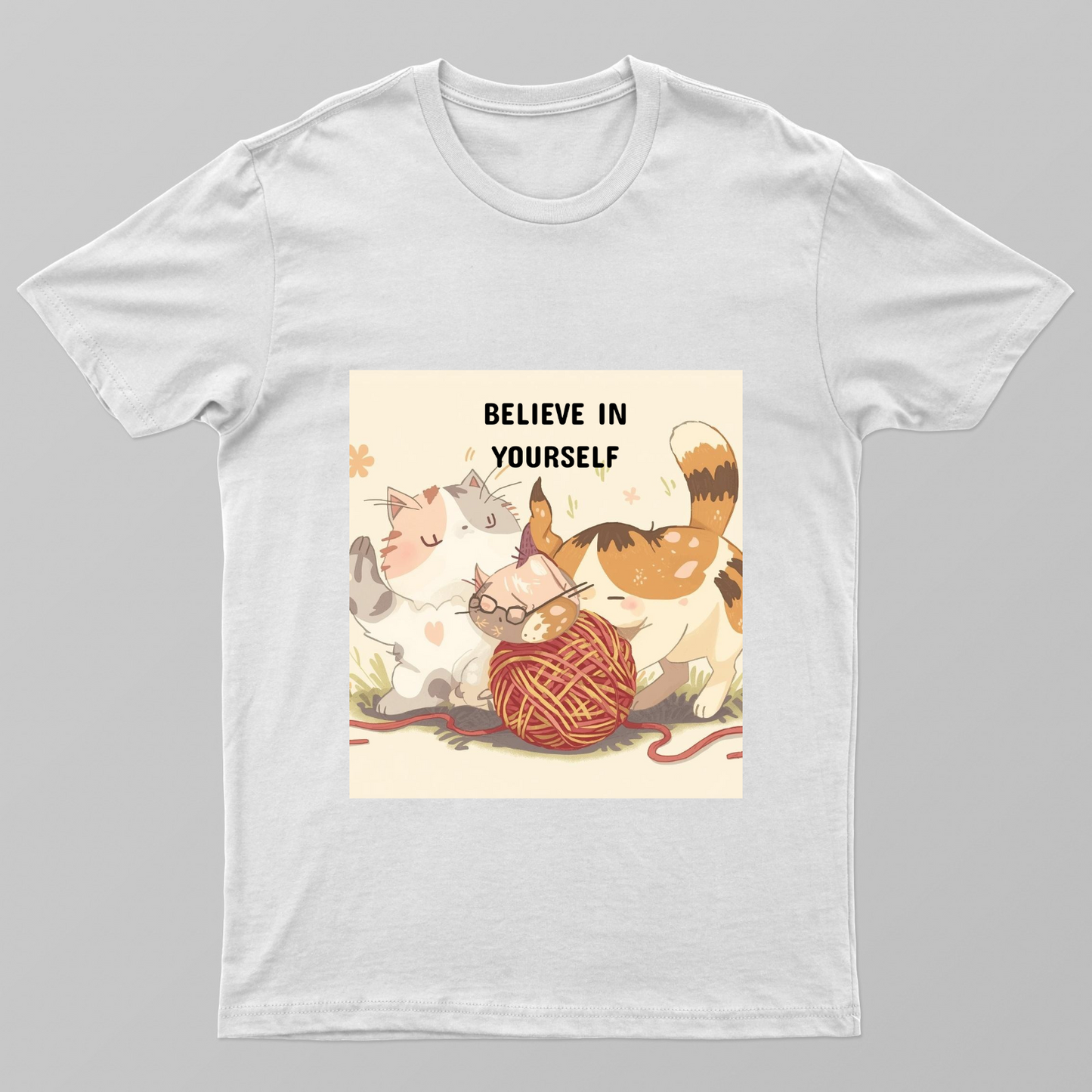 Cat Design (Believe In Yourself) Unisex T-shirt by Saptaparna Mitra 
