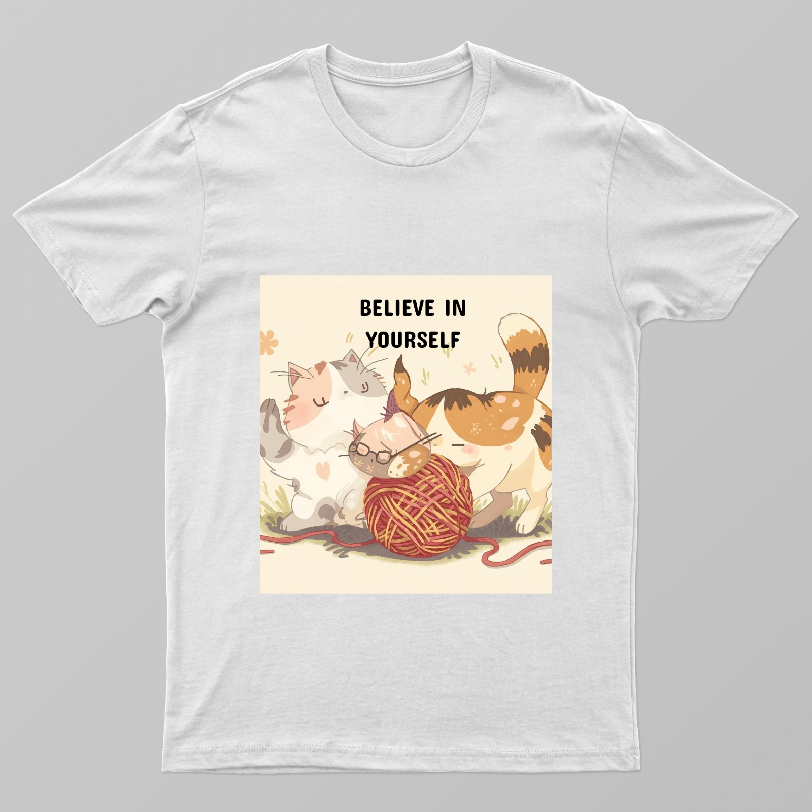 Cat Design (Believe In Yourself) Unisex T-shirt by Saptaparna Mitra 