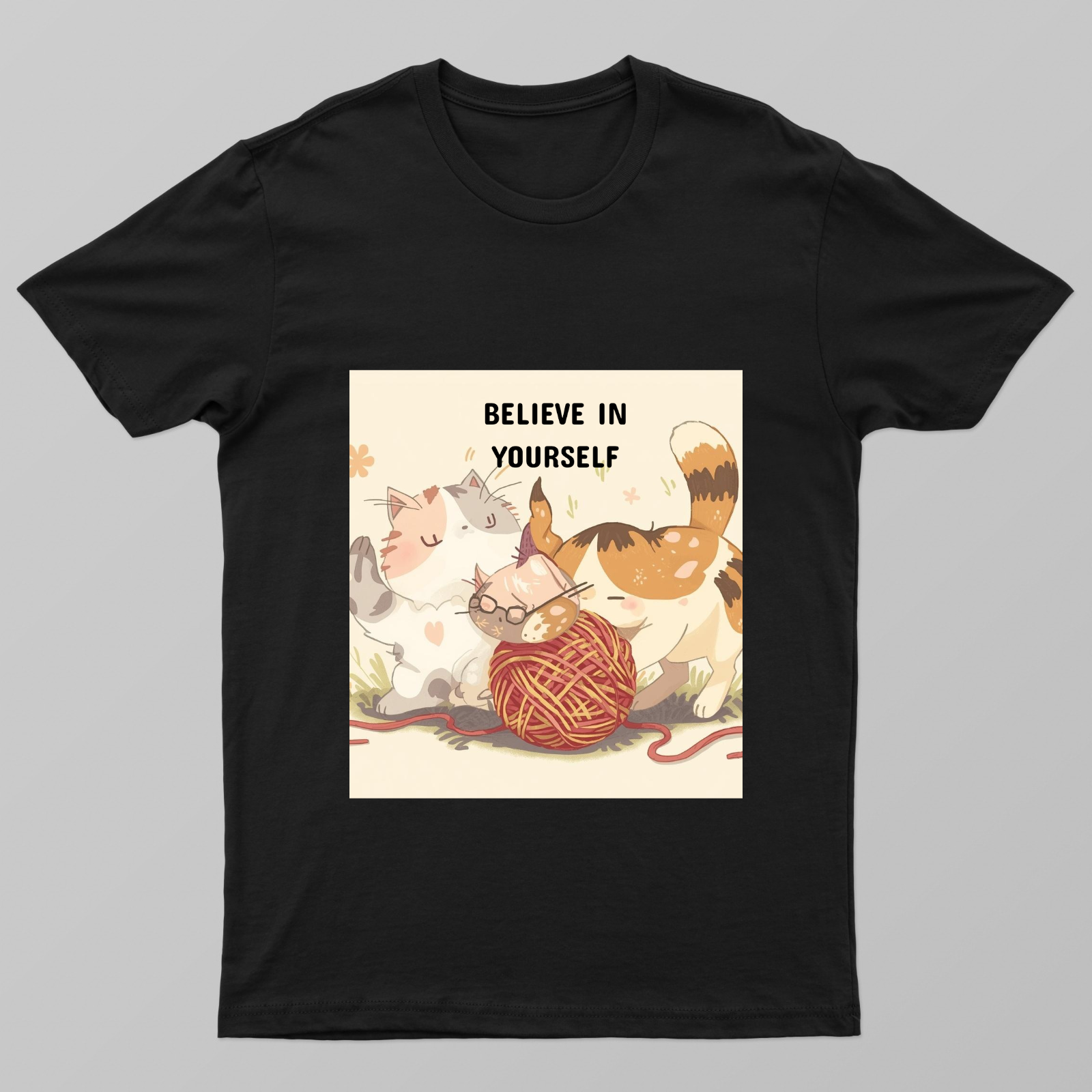 Cat Design (Believe In Yourself) Unisex T-shirt by Saptaparna Mitra 