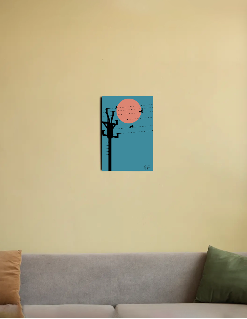 Minimal Electric Pole Sunset Canvas 8"x12" Canvas Poster by @tejrapelukis