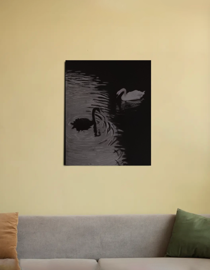 Two Souls, One Lake 16"x20" Canvas Poster by @artsbyvikas