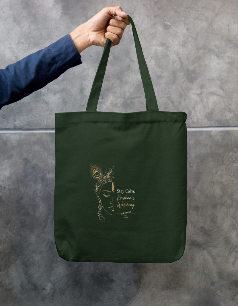 Stay Calm Krishna Watching Tote Bag Zipper Tote Bag by @rd_digital_store