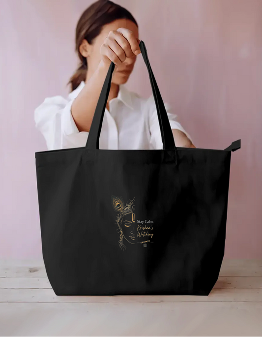 Stay Calm Krishna Watching Tote Bag Everyday Large Tote Bag by @rd_digital_store