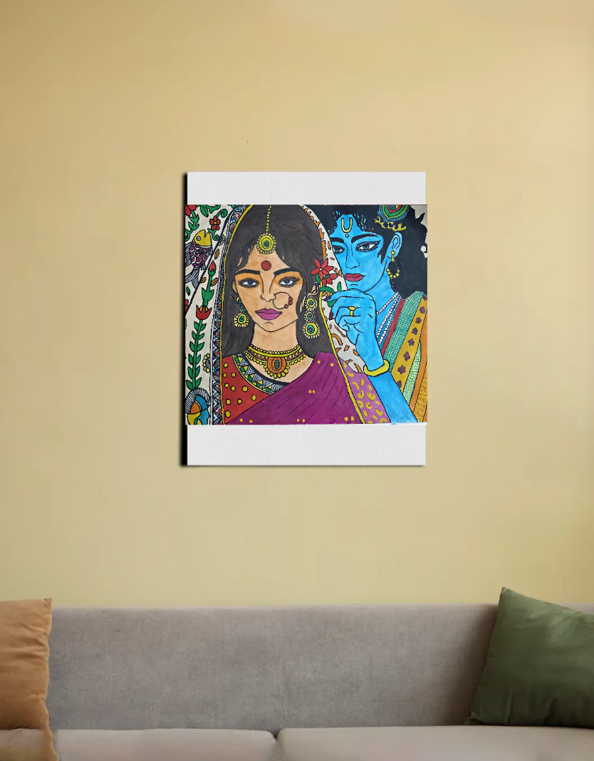 Radha Krishna Portrait 16"x20" Canvas Poster by @akanksha98___