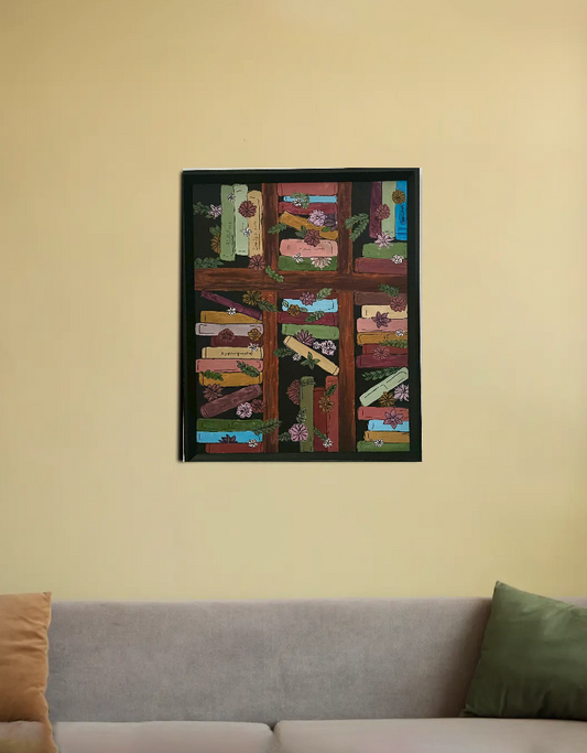Shelves in Bloom 16"x20" Canvas Poster by Aanjana Sasidharan