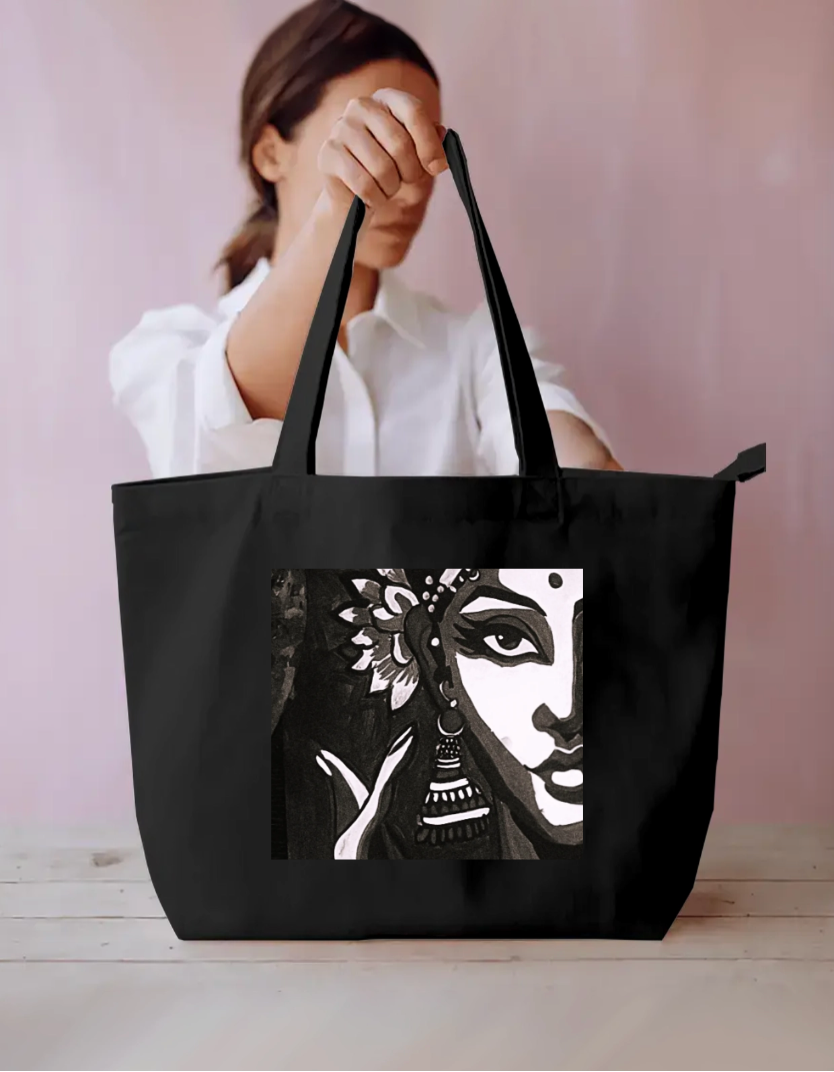 Traditional bharatanatyam Everyday large Tote bag Everyday Large Tote Bag by @manasaxarts